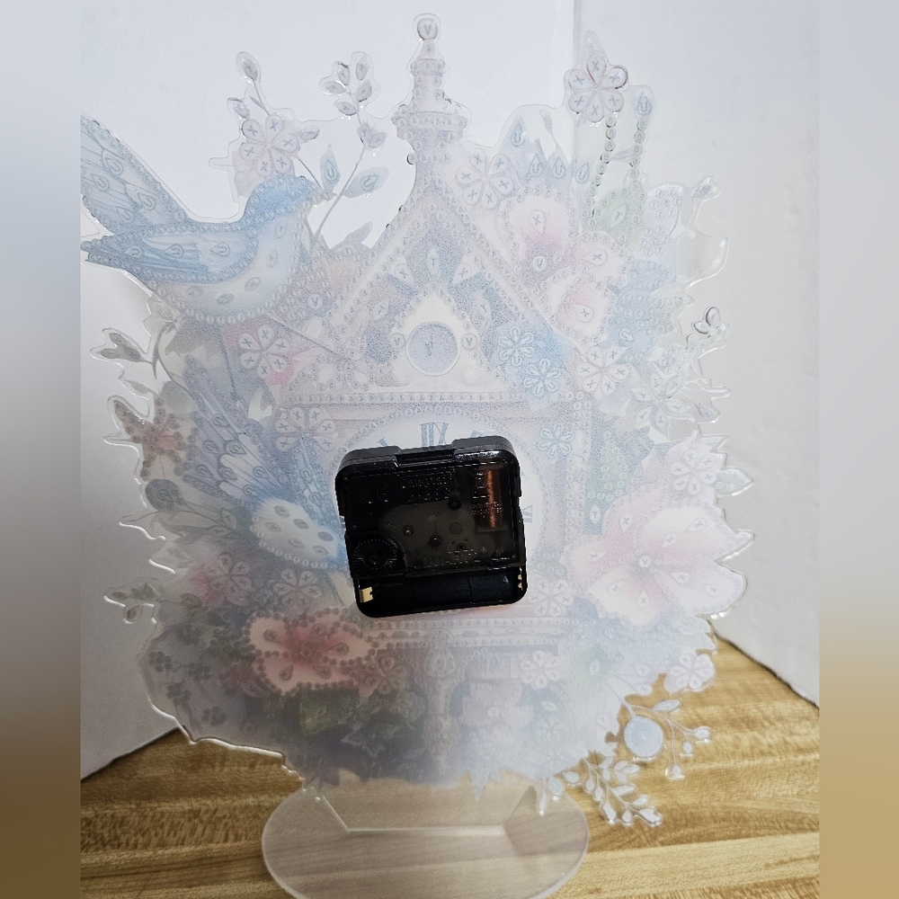 Handmade 5D Diamond Painting Clock Bluebirds Floral Birdhouse Art New 8"x11" - Picture 3 of 5